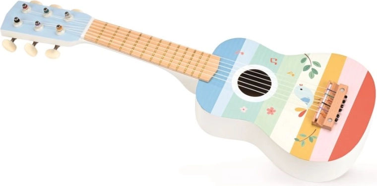 Træguitar med fuglemotiv fra Lelin