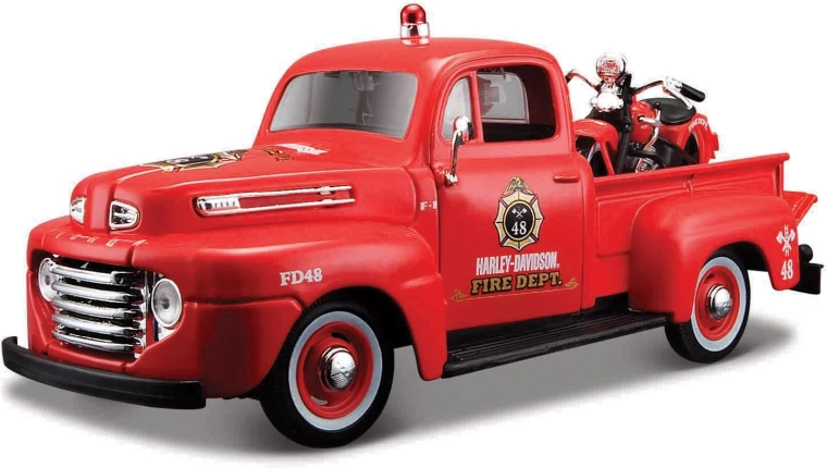 Maisto Harley-Davidson custom 1948 Ford F-1 pick-up med 1936 EL Knucklehead motorcykel 1:24