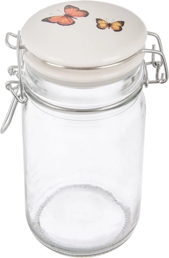 Glasbeholder med klips og keramisk låg JARO sommerfugl 0,25 l