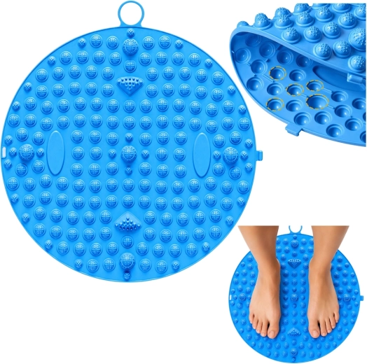 Rund akupressur-massageplade til fødder med knopper blå 33 cm - 1 stk.