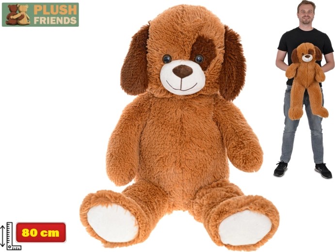 Plush Friends stor plyshund 80 cm mørkebrun