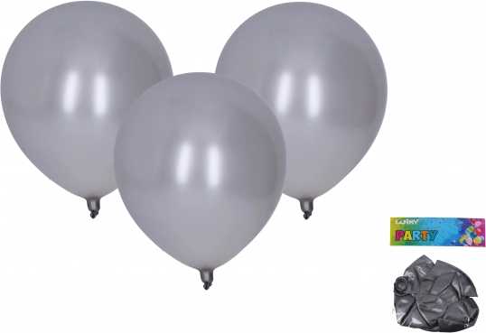 Metalliske sølvfarvede oppustelige balloner 30 cm - 10 stk.