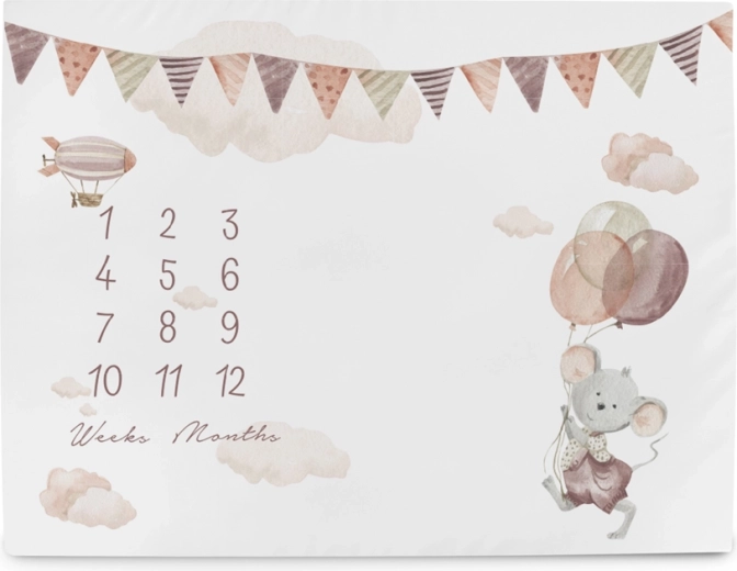 Ceba Baby milepælsmåtte til fotografering Basic Mouse 92 × 72 cm