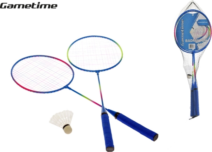 Sæt badmintonketsjere 62,5 cm med fjerbolde i net