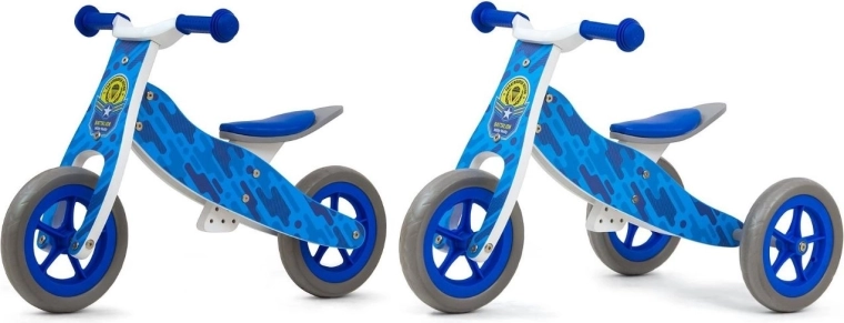 Milly Mally balancecykel i træ 2i1 Cool blue army