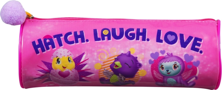 Oval penalhus med lynlås og pompon Hatchimals