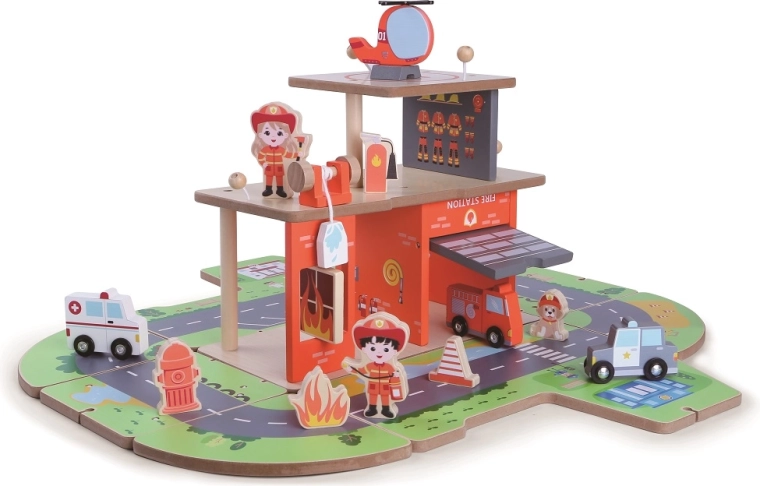 2Kids Toys træbrandstation 2 i 1