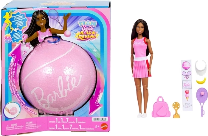 Barbie Team Roll and Reveal tennisspiller – dukke i overraskelsesbold