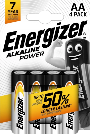 Energizer Alkaline Power AA LR6 alkaliske batterier, 4 stk.