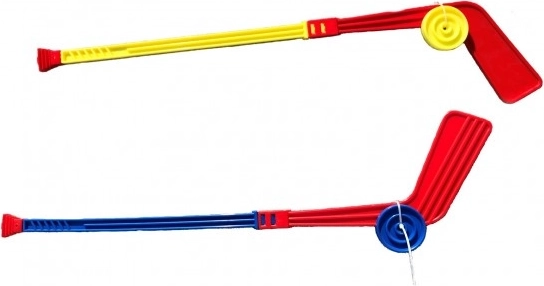 Plastishockeykølle med puck 74 cm