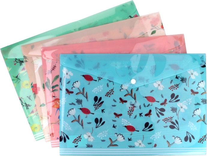 Mappe med trykknap 26 × 36 cm Blomster