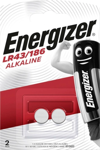 Energizer LR43/186 alkaliske knapcellebatterier 1,5 V, 2 stk.