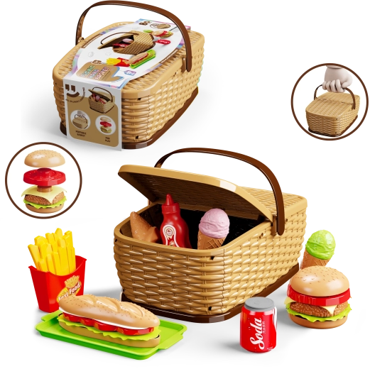 Børne-picnickurv med burgersæt