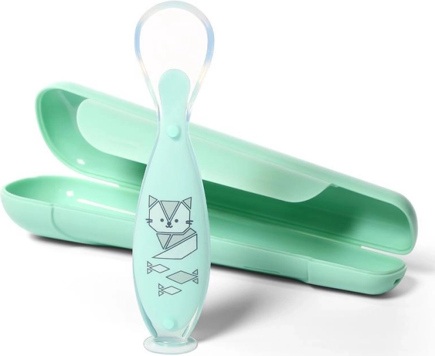 BabyOno silikoneske med sugekop og rejseetui, mint, 6 m+