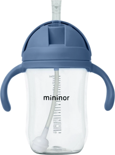 Mininor drikkedunk med sugerør i tritan 330 ml Blue Whale