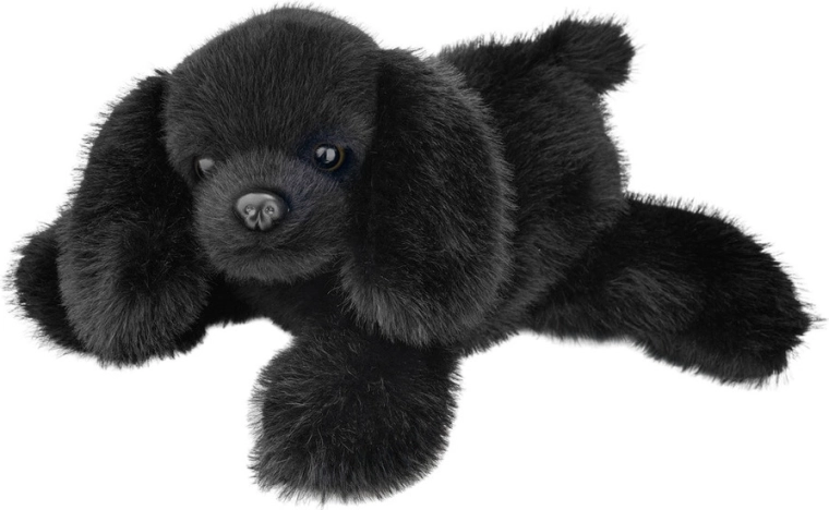 Plysjet sort hundehvalp 28 cm
