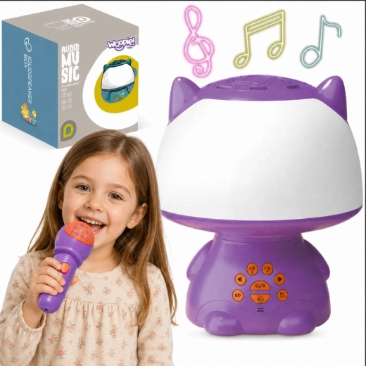 Woopie multifunktionel RGB-lampe med Bluetooth-højttaler og karaokemikrofon, lilla