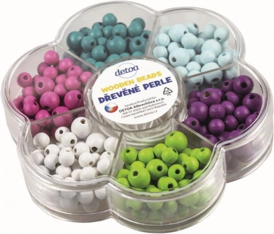 Detoa træperler i blomsterform, pastelfarver