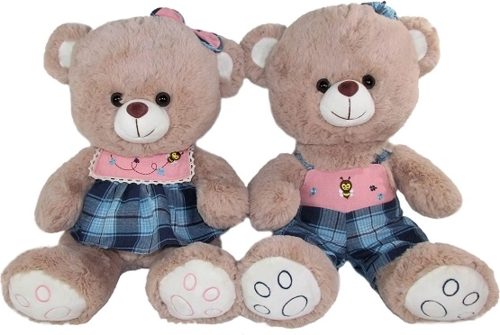 Plys-bamse i tøj 32 cm