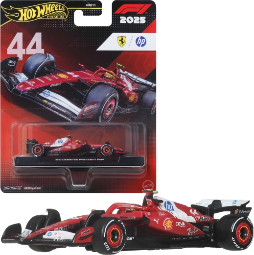 Hot Wheels Premium Formel 1 2025 Scuderia Ferrari HP #44 Lewis Hamilton – bilmodel 1:64 - 1 stk.