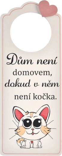 Dørskilt i træ Cat Home