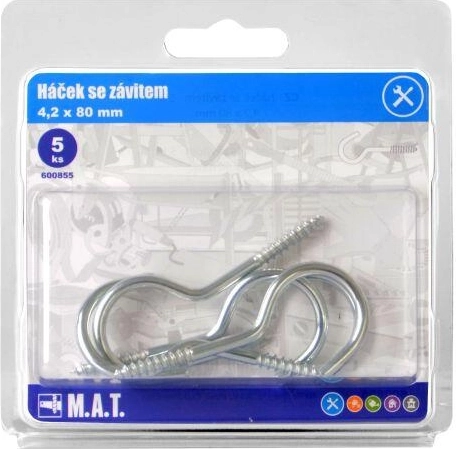 Krog med gevind 80 × 4,2 mm, galvaniseret, 5 stk.