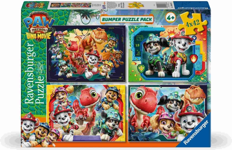 Ravensburger Paw Patrol: Dinosaurfilmen puslespil 4 x 42 brikker