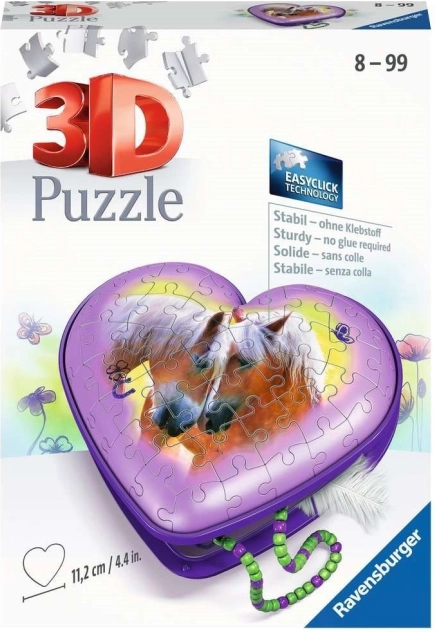 Ravensburger 3D-puslespil hjerte Heste – smykkeskrin 54 brikker