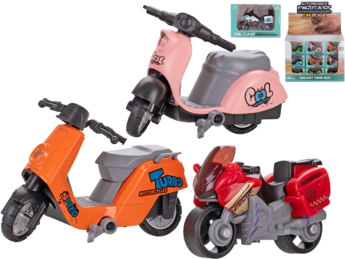 Metal motorcykel 1:64 med friløb, 7 cm