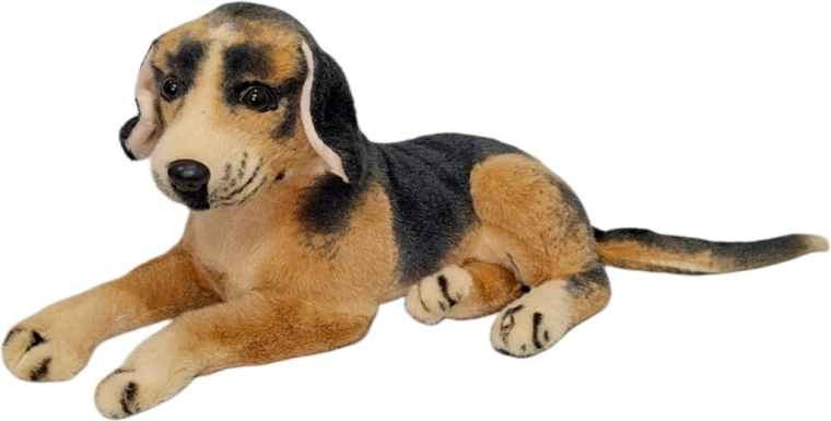 Plys-hund i brun-sort farve - 1 stk.