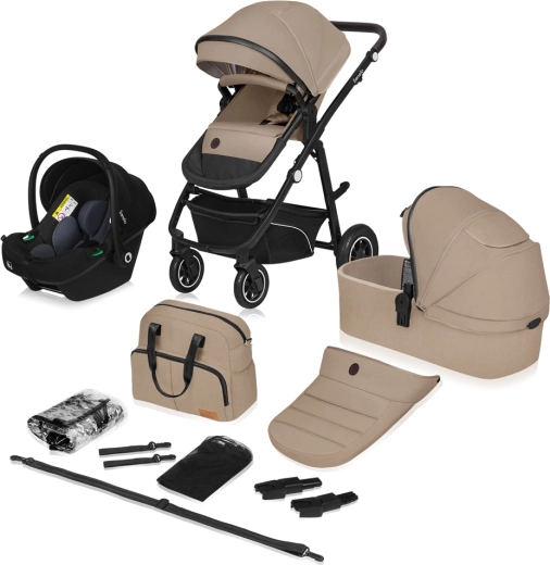 Kombivogn Lionelo Bianka 3-i-1 beige sand