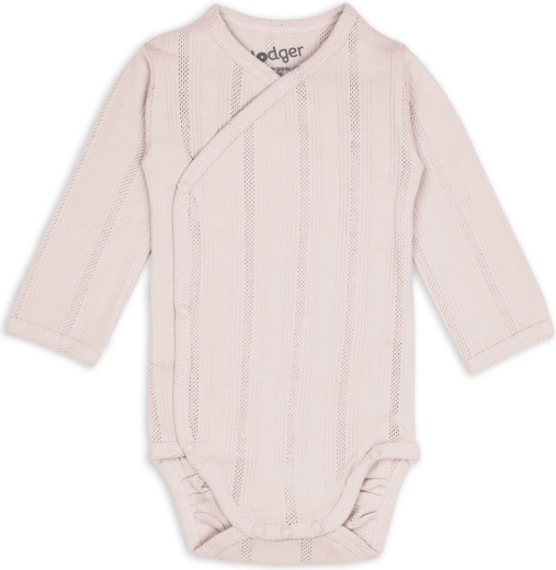 Lodger babybody med lange ærmer Pointelle Powder, størrelse 68