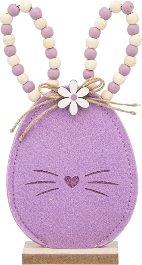 Filtfigur af hare med lilla perler 22 cm