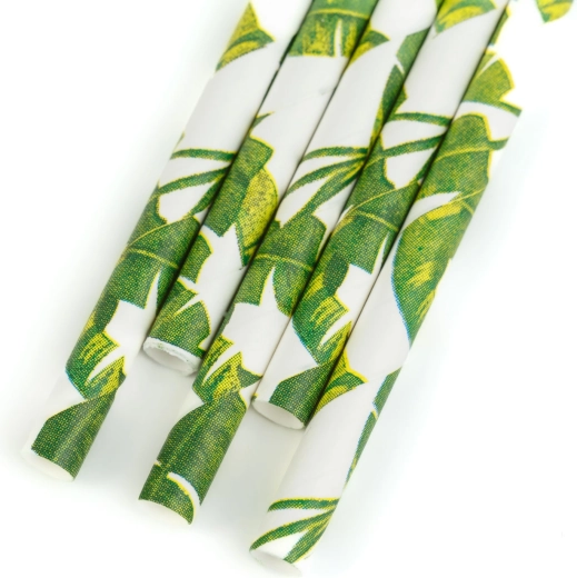 Papirsugerør med junglemotiv 197 × 6 mm, 25 stk.