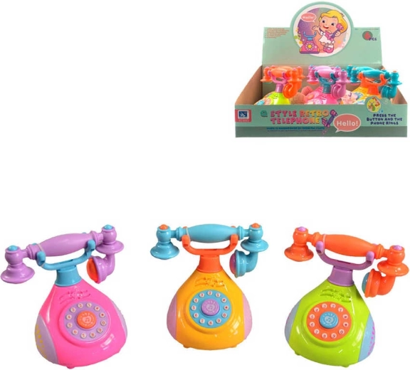 Retro børnetelefon med lyd 12 cm - 1 stk.