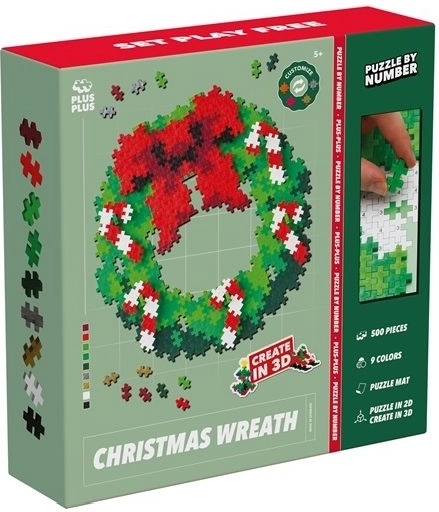 Plus-Plus puzzle efter tal julekrans 500 dele