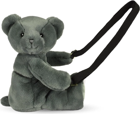 Doudou plys skuldertaske bamse khaki 30 cm