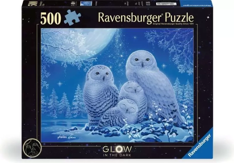 Ravensburger selvlysende puslespil Ugler i måneskinnets skumring 500 brikker