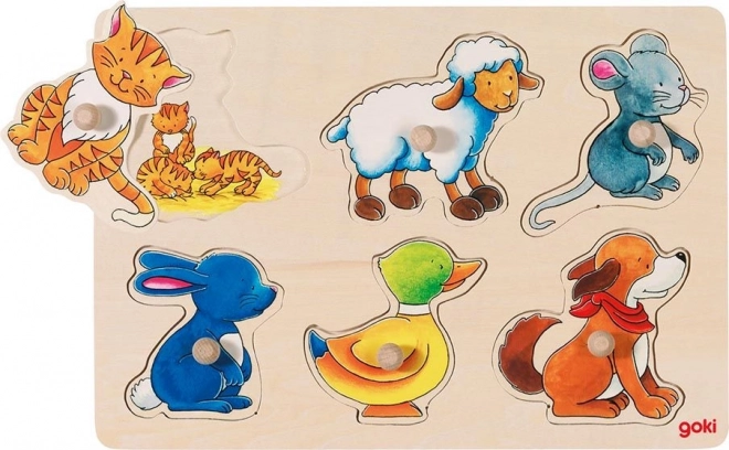 Træpuslespil med knopper: mor og unge