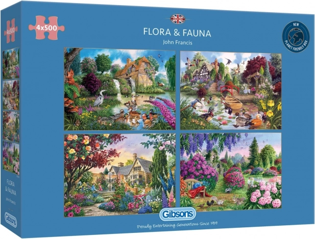 Gibsons puslespil Flora og Fauna 4x500 brikker