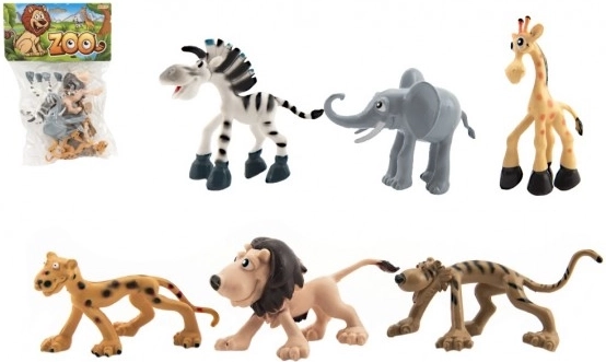 Glade safari-dyr ZOO, plastiksæt 6 stk (9–10 cm)