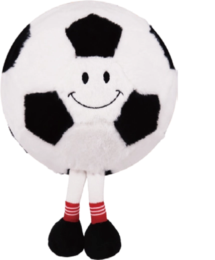 Plys oppustelig fodbold med ansigt og ben 23 cm
