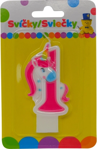 Fødselsdagslys med enhjørning tal 1