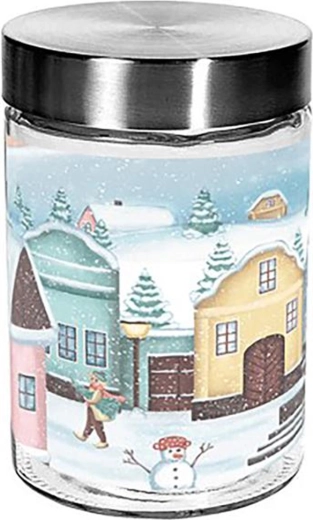 Glaskrukke til småkager TORO 1100 ml med landsbymotiv