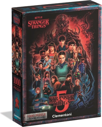 Puslespil 1000 Stranger Things 5 med plakat Clementoni