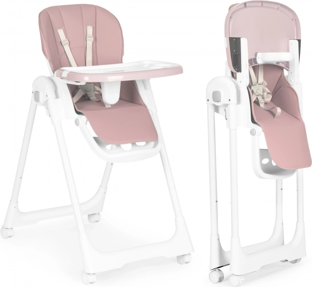 Højstol til børn med justerbar højde, dobbelt bakke og betræk i økolæder ECOTOYS – grøn