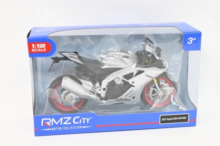 Motorcykelmodel RMZ Hobby Aprilia RSV4 1:12 sølv