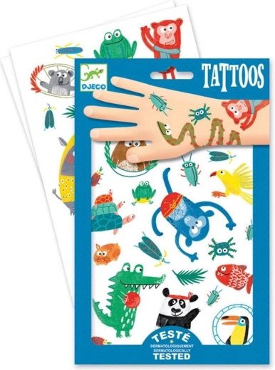 Midlertidige tatoveringer med dyr i junglen – DJECO