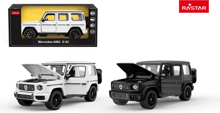 Bilmodel Mercedes-AMG G63 Rastar 1:24 hvid - 1 stk.