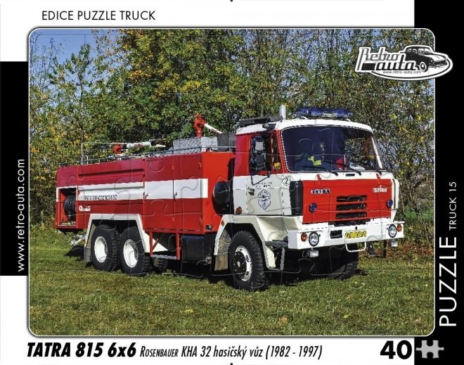 Retro puslespil biler Tatra 815 6x6 Rosenbauer KHA 32 brandbil 40 brikker